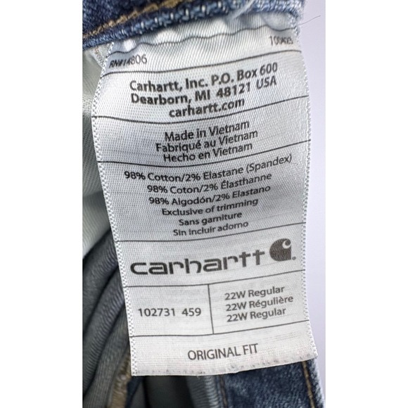 Carhartt Women's Medium Wash Denim Jeans Straight Leg Relax Fit Sz 22W - Picture 4 of 8
